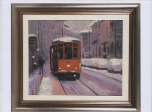 "Nevicata a Milano" - olio su tela 60x40