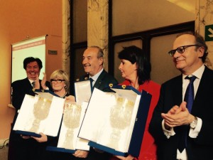 da destra: Maurizio Comoli (presidente CCIAA Novara), Margherita Gelmini (Il Roccolo di Mezzomerico), Paolo Rovellotti (Rovelletti Viticoltori in Ghemme), Cecelia Bianchi (Azienda Agricola Bianchi Cecilia), Giuseppe Martelli (presidente Comitato Nazionale Vini)